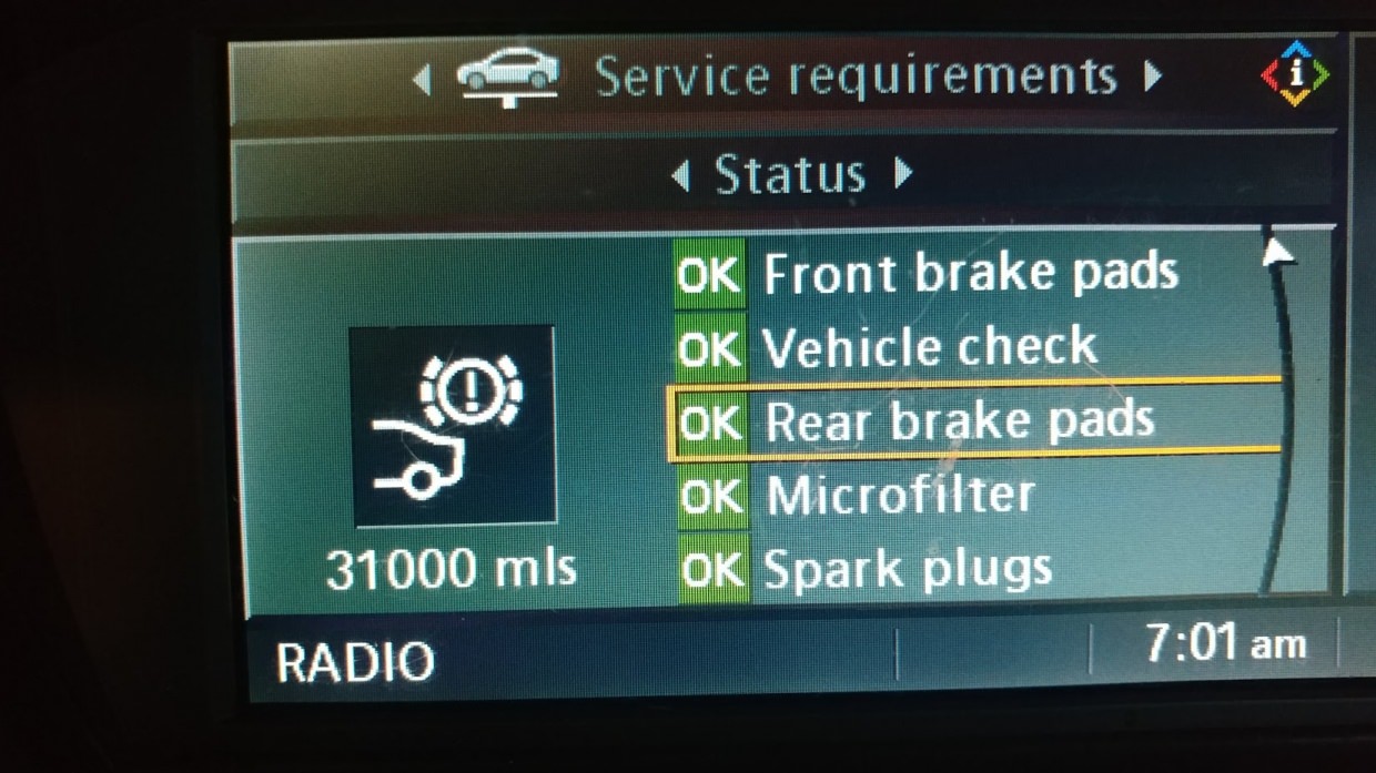 bmw rear brake pad reset