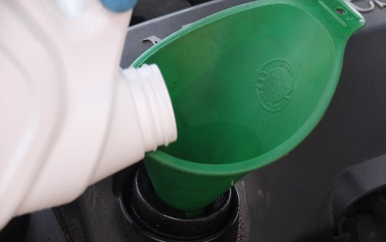 add oil via the engine oil filler hole
