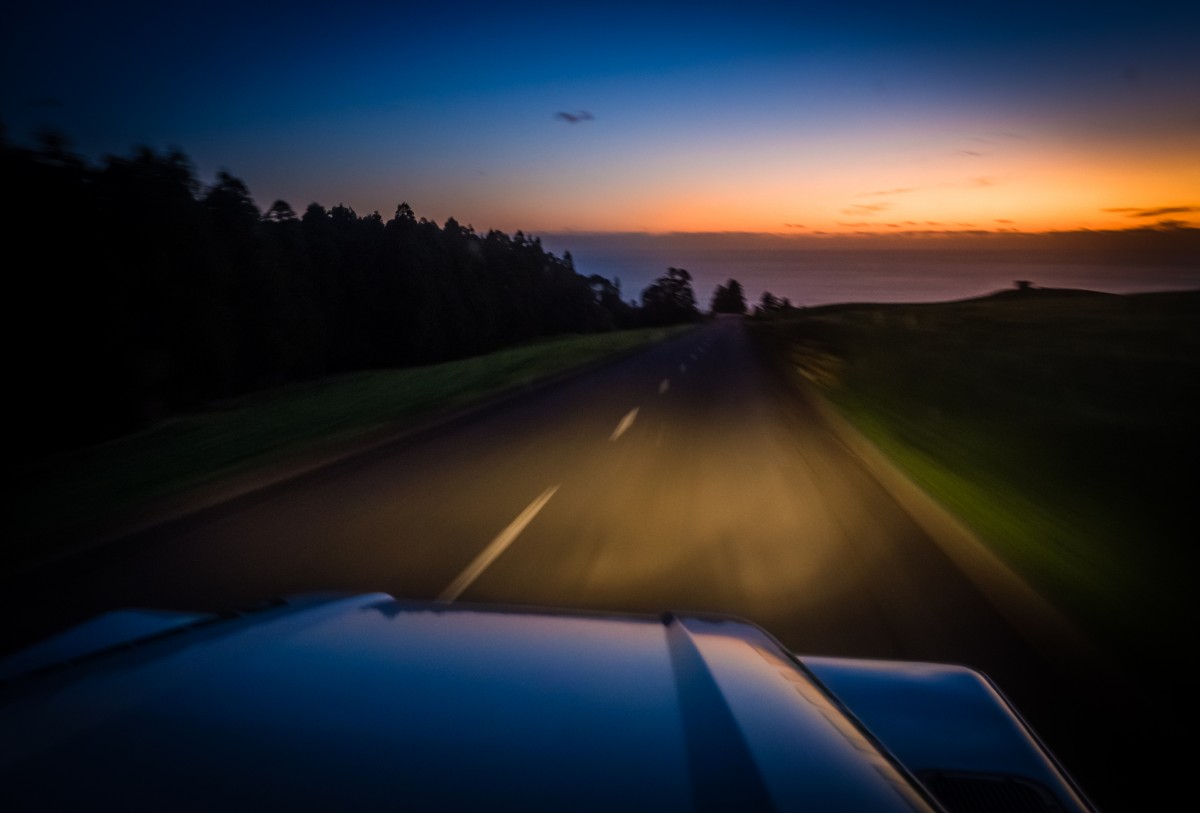 Driving at night with auto high beams