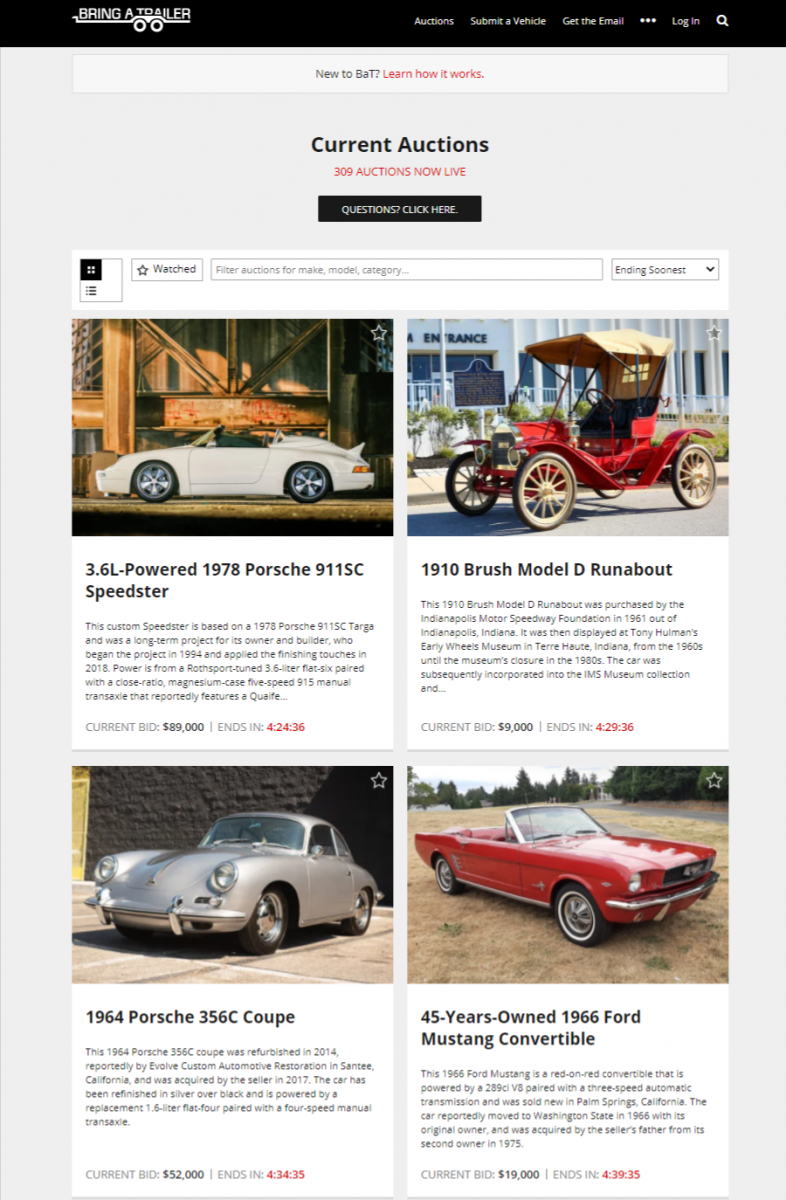buy a used car on bring a trailer