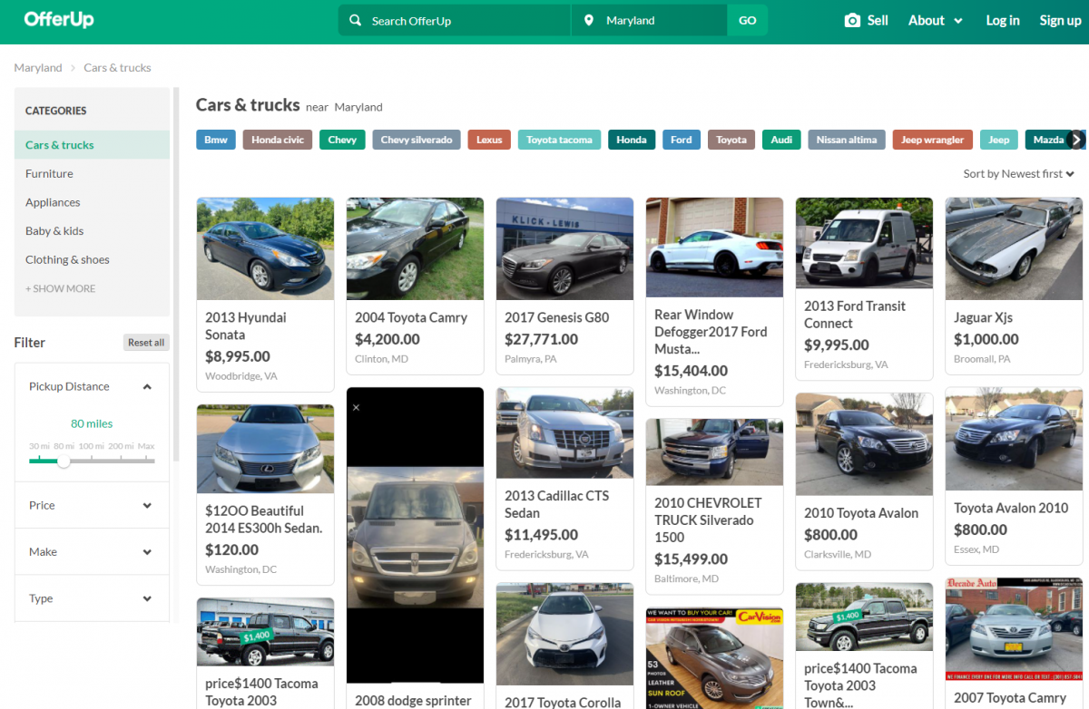 buy used car on offer up