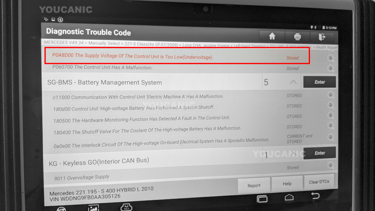 Mercedes SOS Inoperative Warning Message