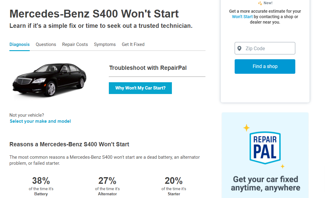 Mercedes Benz S400 won't start bad starter