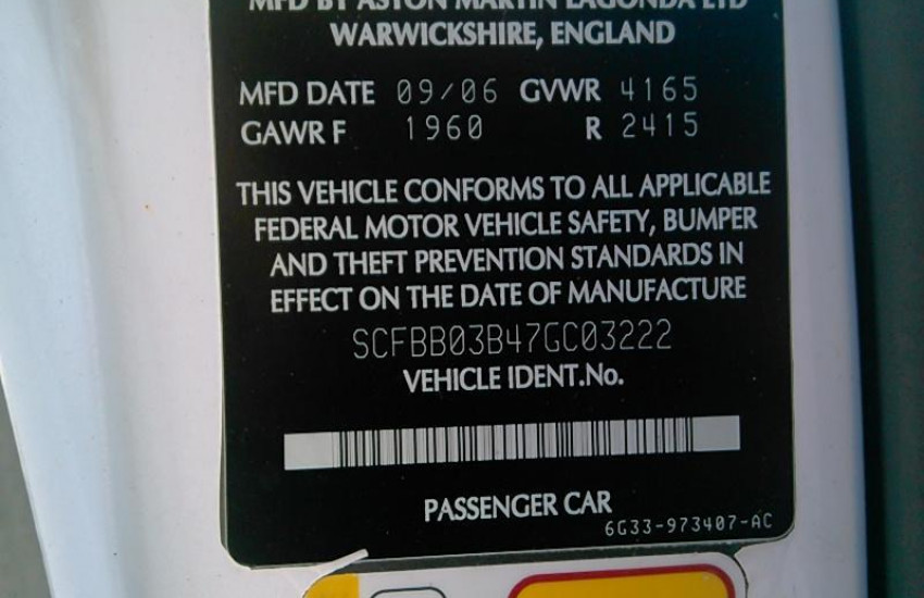Aston Martin VIN Decoder