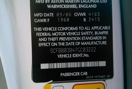 Aston Martin VIN Decoder