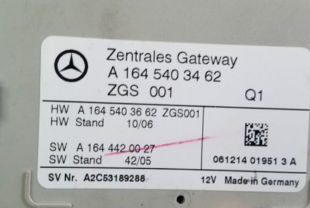 Mercedes-Benz Central Gateway Control Module Failure