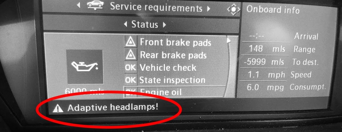 BMW Adaptive Headlights Warning, Problem & Solutions